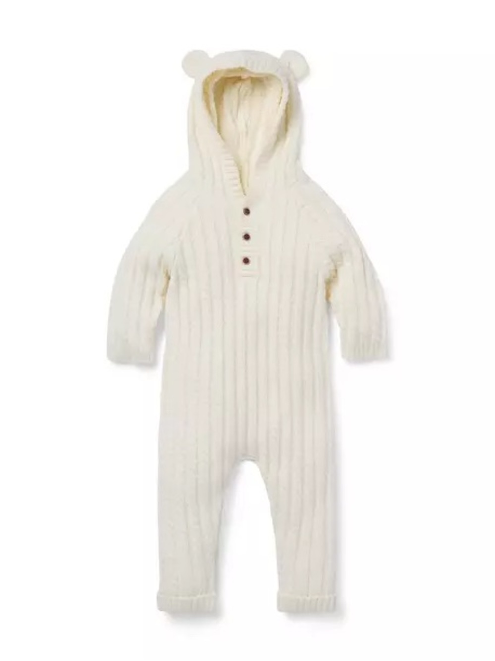 Janie and Jack Cable Knit Hooded bear ears One-Piece Romper